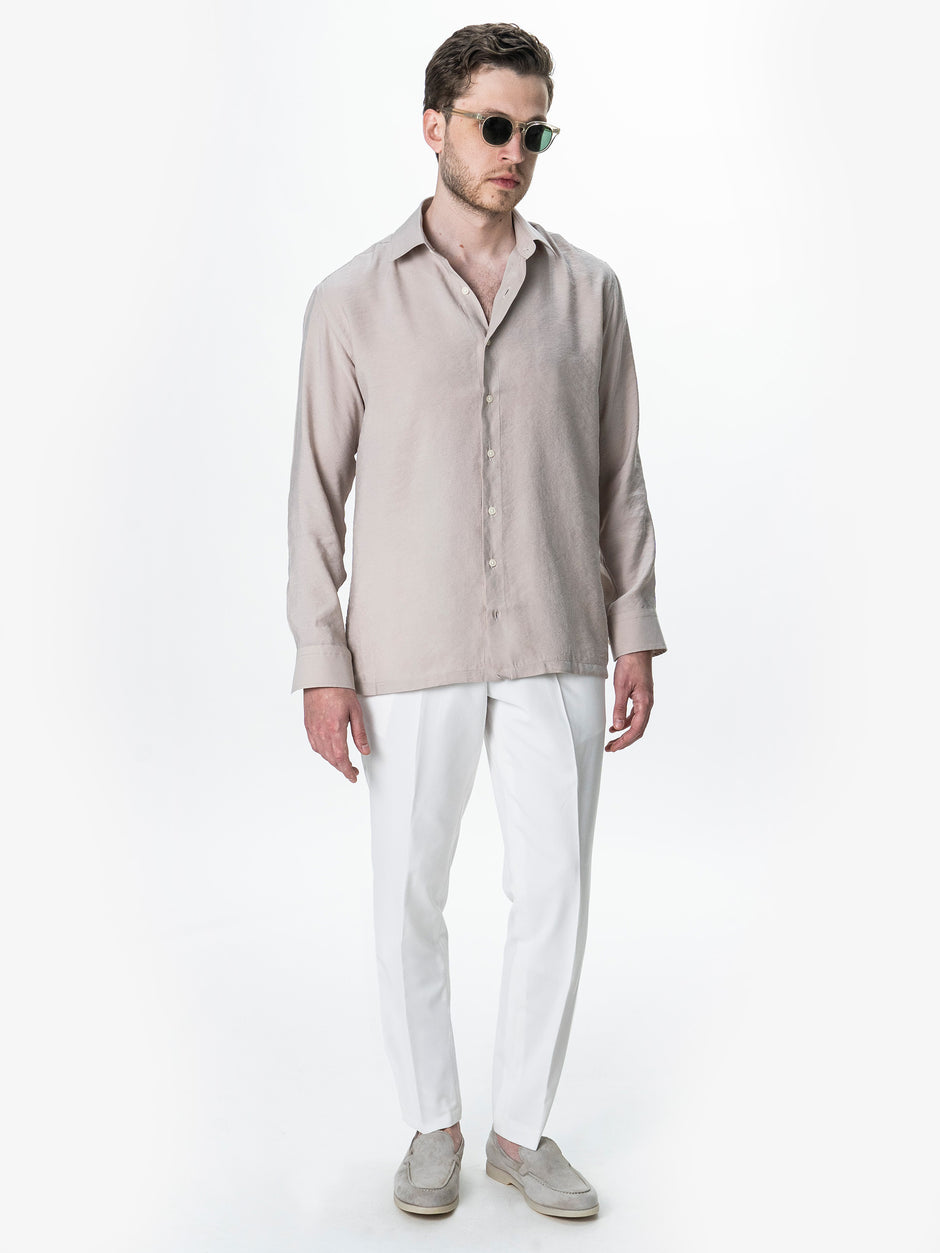 Camasa Barbati Bej Nisip Comfort Fit Tesatura Modal BMan0100 (8)