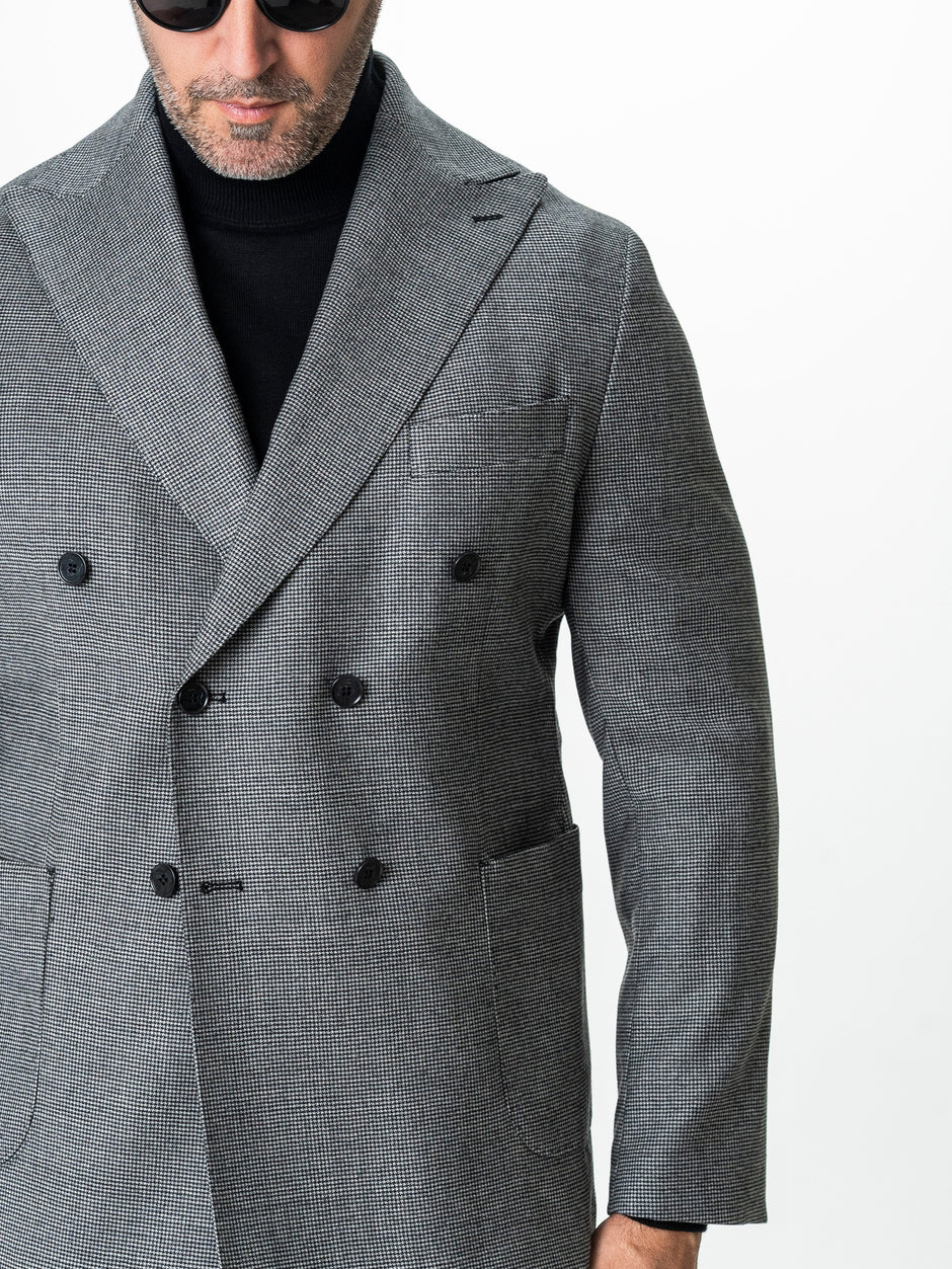Sacou Negru Barbati Doua Randuri Lana Vitale Barberis Super 110'S Houndstood BMan0040 (3)