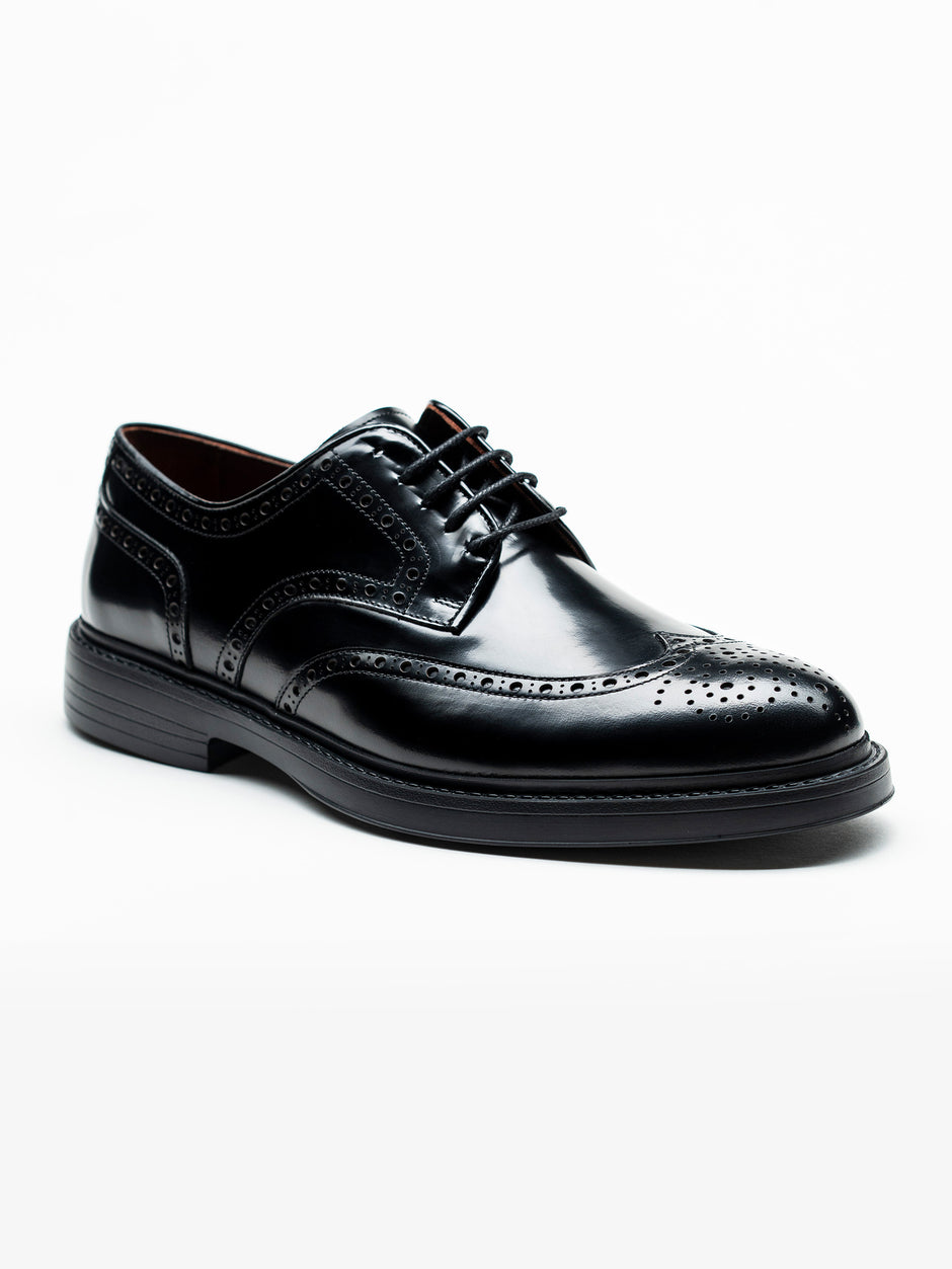 Pantofi Piele Barbati Derby Brogue Eleganti Negri BMan0421 (2)