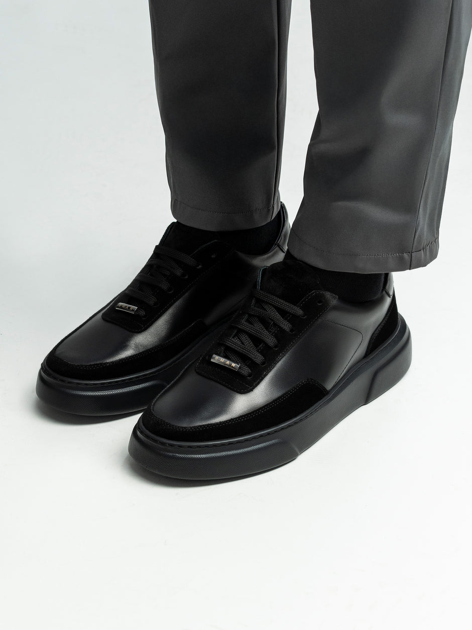 Pantofi Casual Barbati Negri Tip Sneakers 100% Piele Naturala BMan0326 (4)