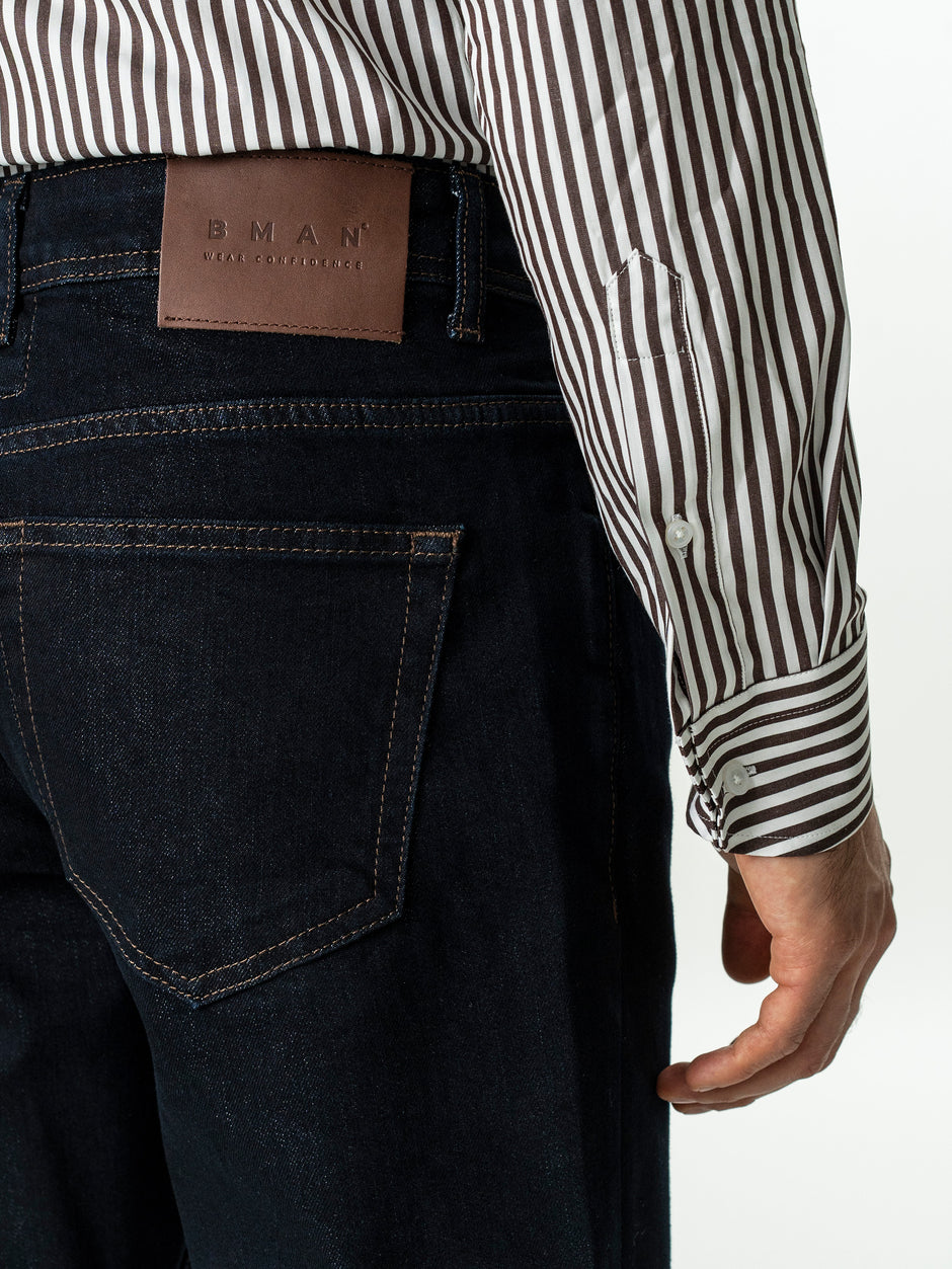 Blugi Barbati Albastru Inchis Comfort Fit Denim T400 BMan0003 (6)