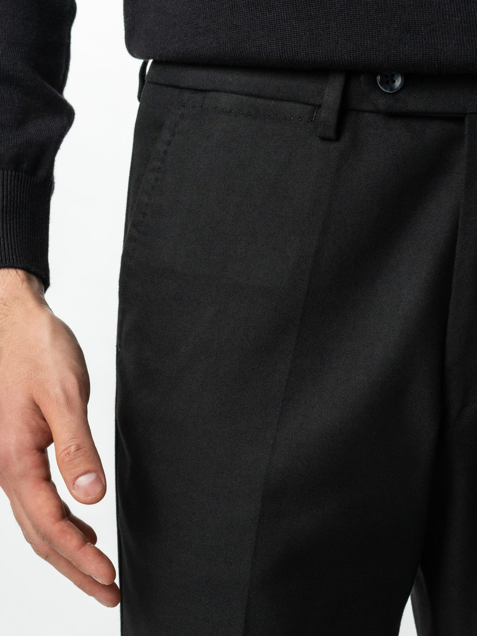 Pantaloni Casual Negri Barbati De Birou Din Lana Sandro Stretch BMan0001 (2)