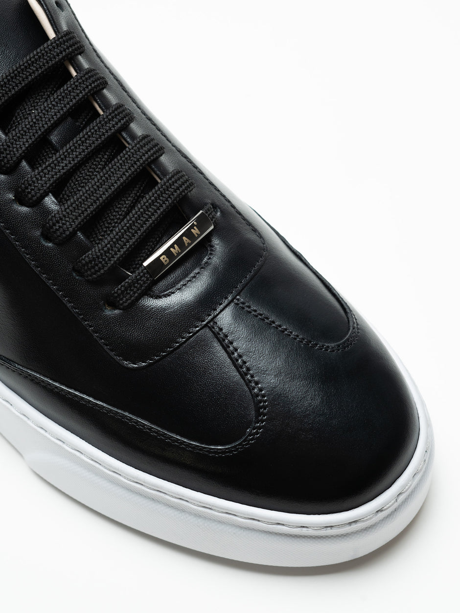 Pantofi Casual Barbati Sneakers Negru Din Piele Naturala BMan0349 (4)