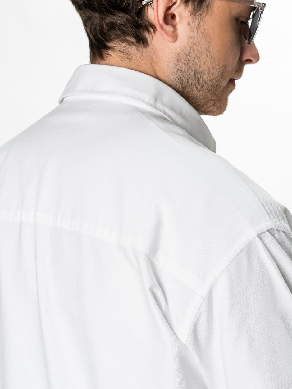 Camasa Alba Barbati Oversized Fit 100% Bumbac BMan0500 (11)