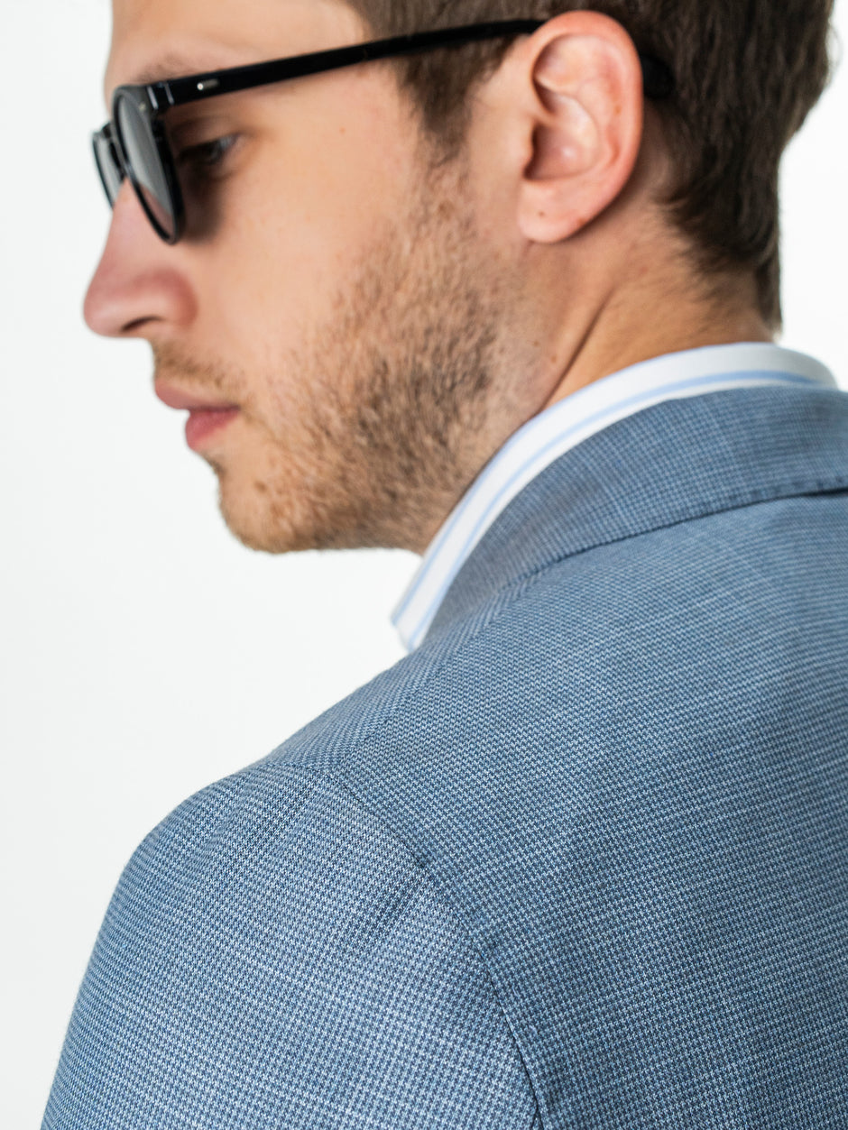 Sacou Albastru Deschis Barbati Din Lana Cu Bumbac Imprimeu Birdseye BMan0039 (5)