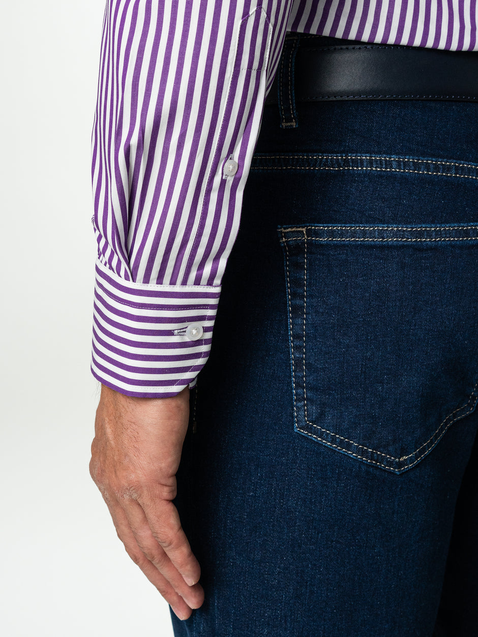 Camasa Barbati Bumbac Natural Mov In Dungi Guler Two Buttons BMan0055 (5)