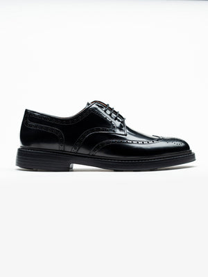 Pantofi Piele Barbati Derby Brogue Eleganti Negri BMan0421
