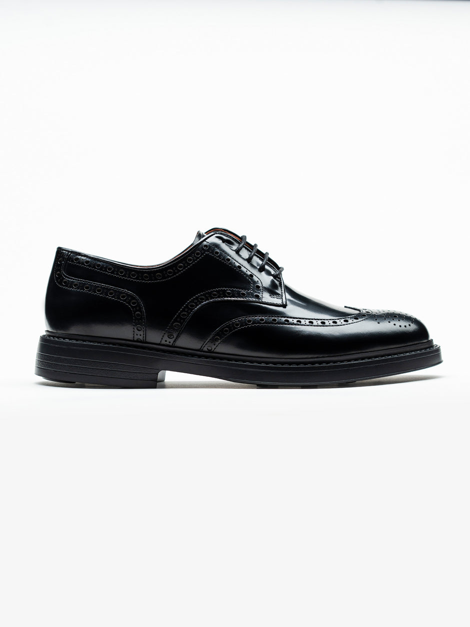 Pantofi Piele Barbati Derby Brogue Eleganti Negri BMan0421 (7)