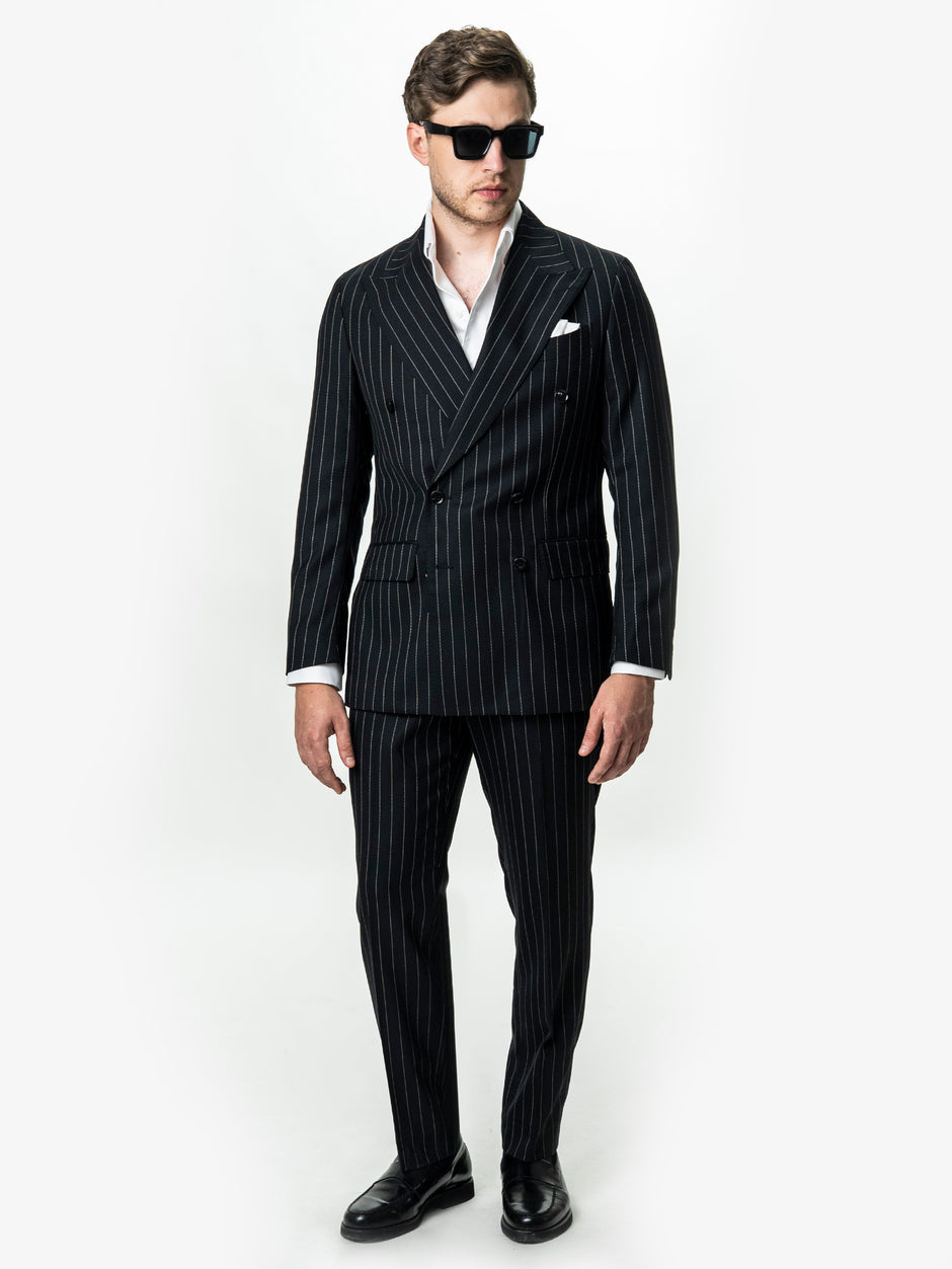 Costum Negru La Doua Randuri 100% Lana BMan0104 (9)