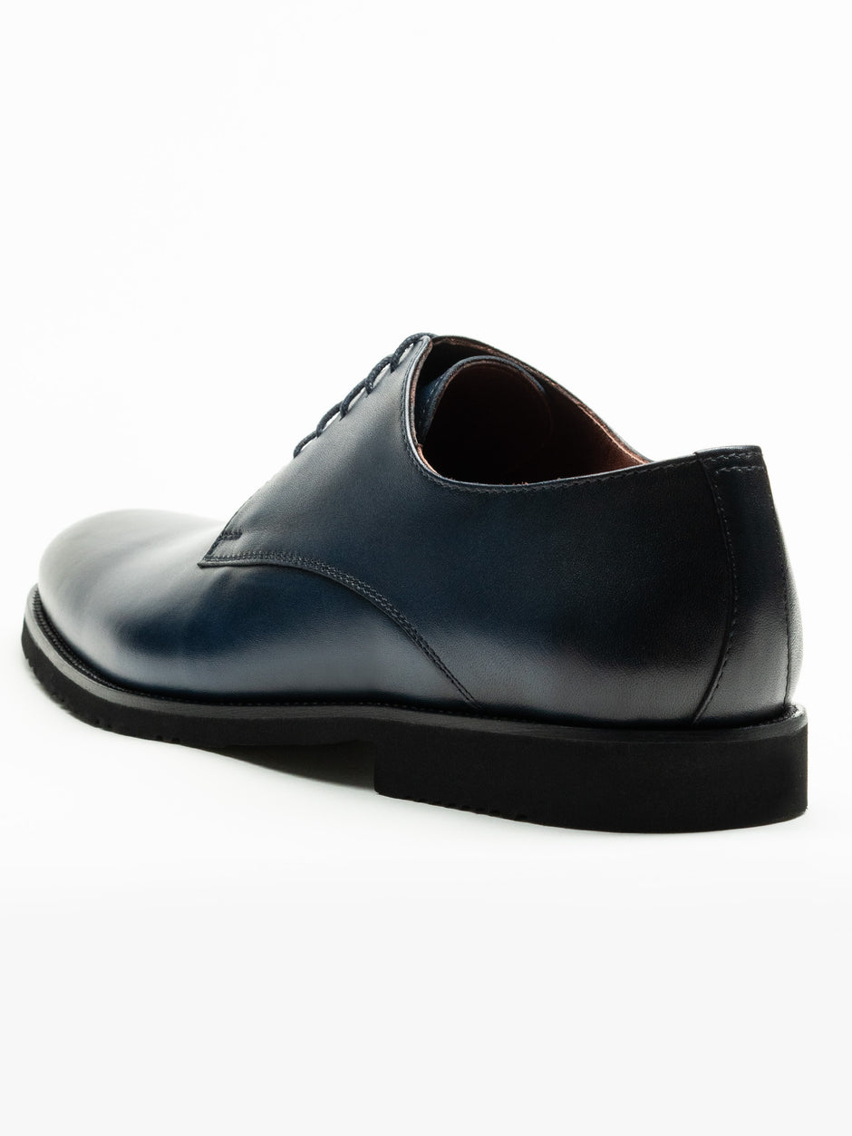 Pantofi Barbati Eleganti Derby Albastru Bleumarin Mat 100% Piele Naturala BMan0333 (5)