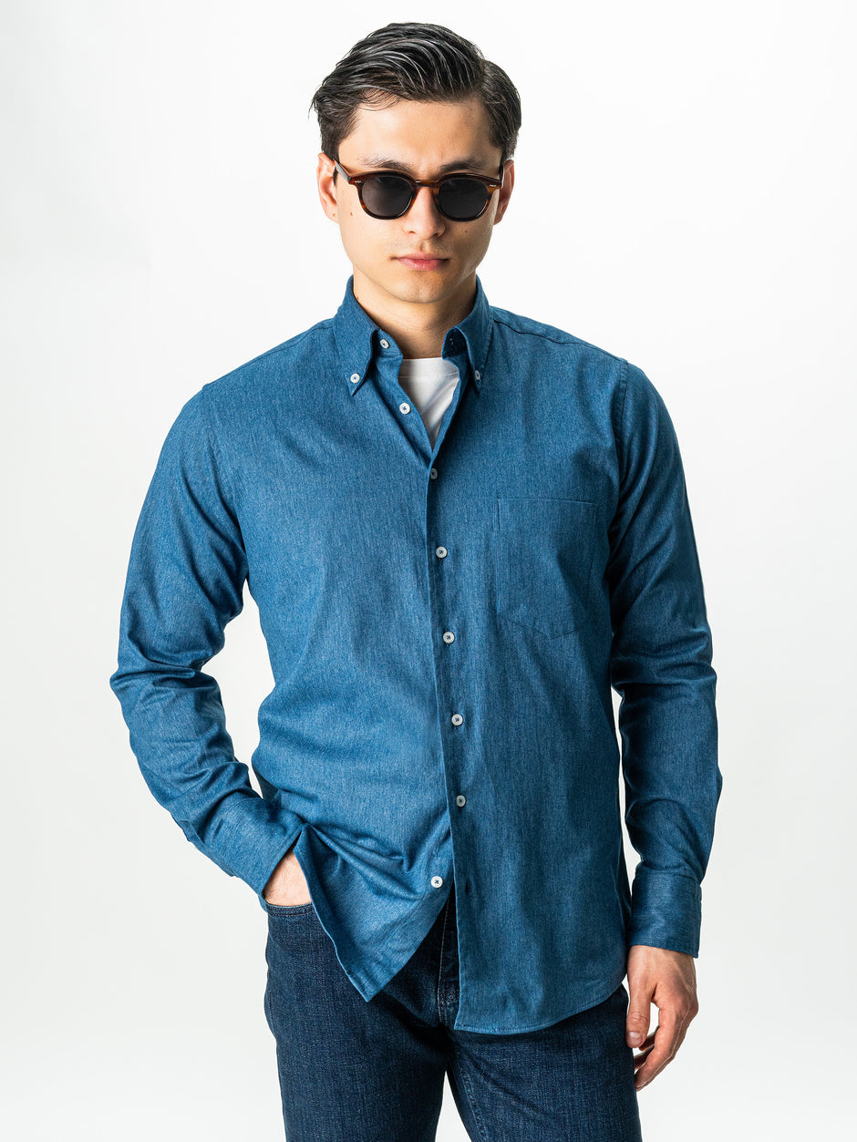 Camasa Barbati Casual Albastru Marine Din Bumbac Natural Tip Flanel BMan0037 (4)