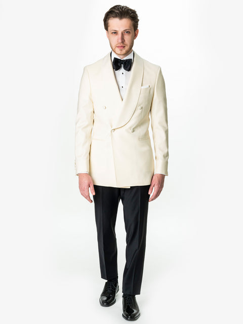Costum Mire Smoking Crem Perla 100% Lana Vitale Barberis SuperBio 21 Microni BMan344