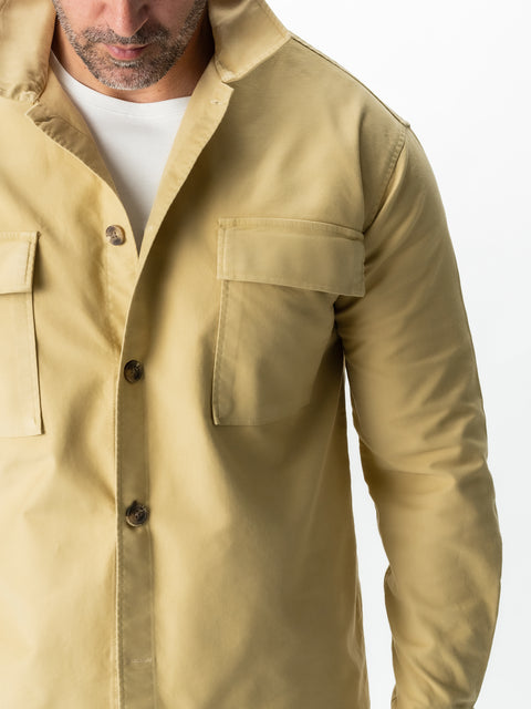 Jacheta Bej Tip Overshirt Camasa Barbati Sezon Toamna & Iarna Din Bumbac BMan0228 (7)