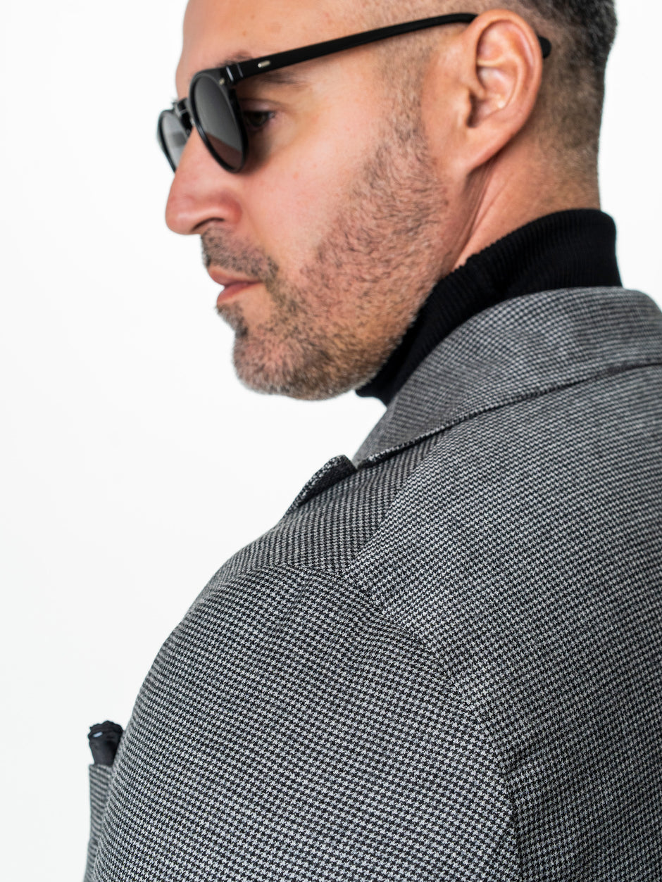 Sacou Negru Barbati Doua Randuri Lana Vitale Barberis Super 110'S Houndstood BMan0040 (6)