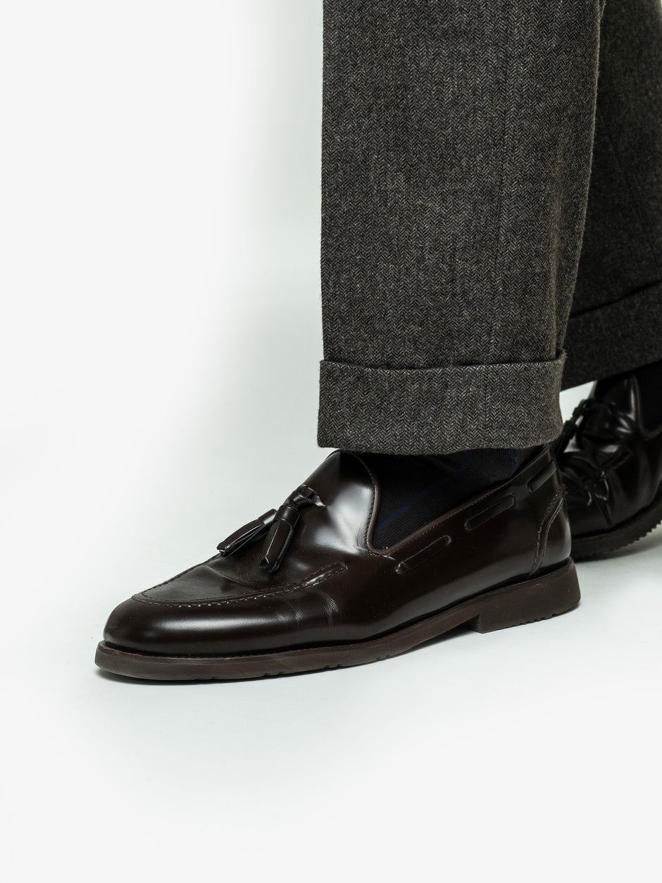 Pantaloni Barbati Cafenii Model Gurkha Din Lana Herringbone BMan725 (7)