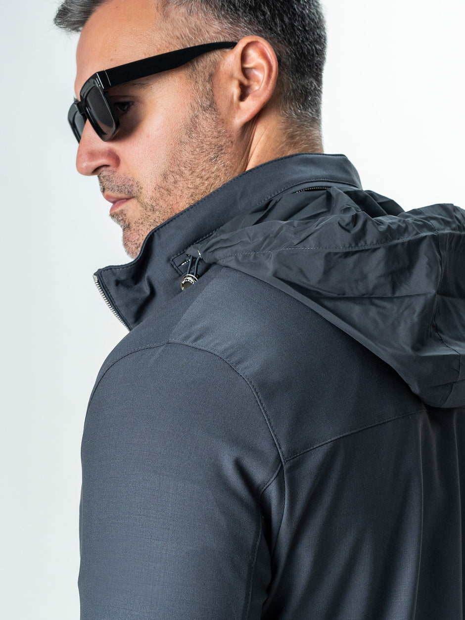 Tracksuit Premium Barbati Gri din Lana cu Gluga Ascunsa BMan0004 (10)