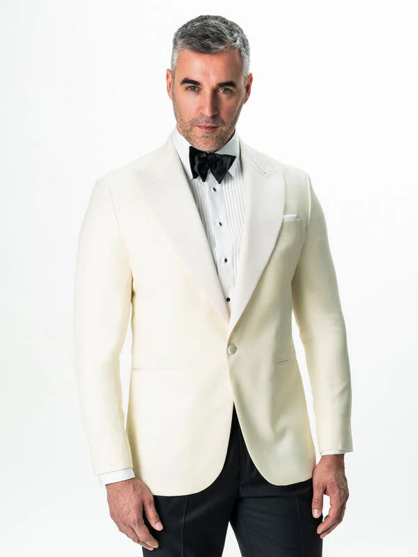 Costum Barbati Ceremonie Smoking Crem Lana Vitale Barberis Super110 BMan341 (7)