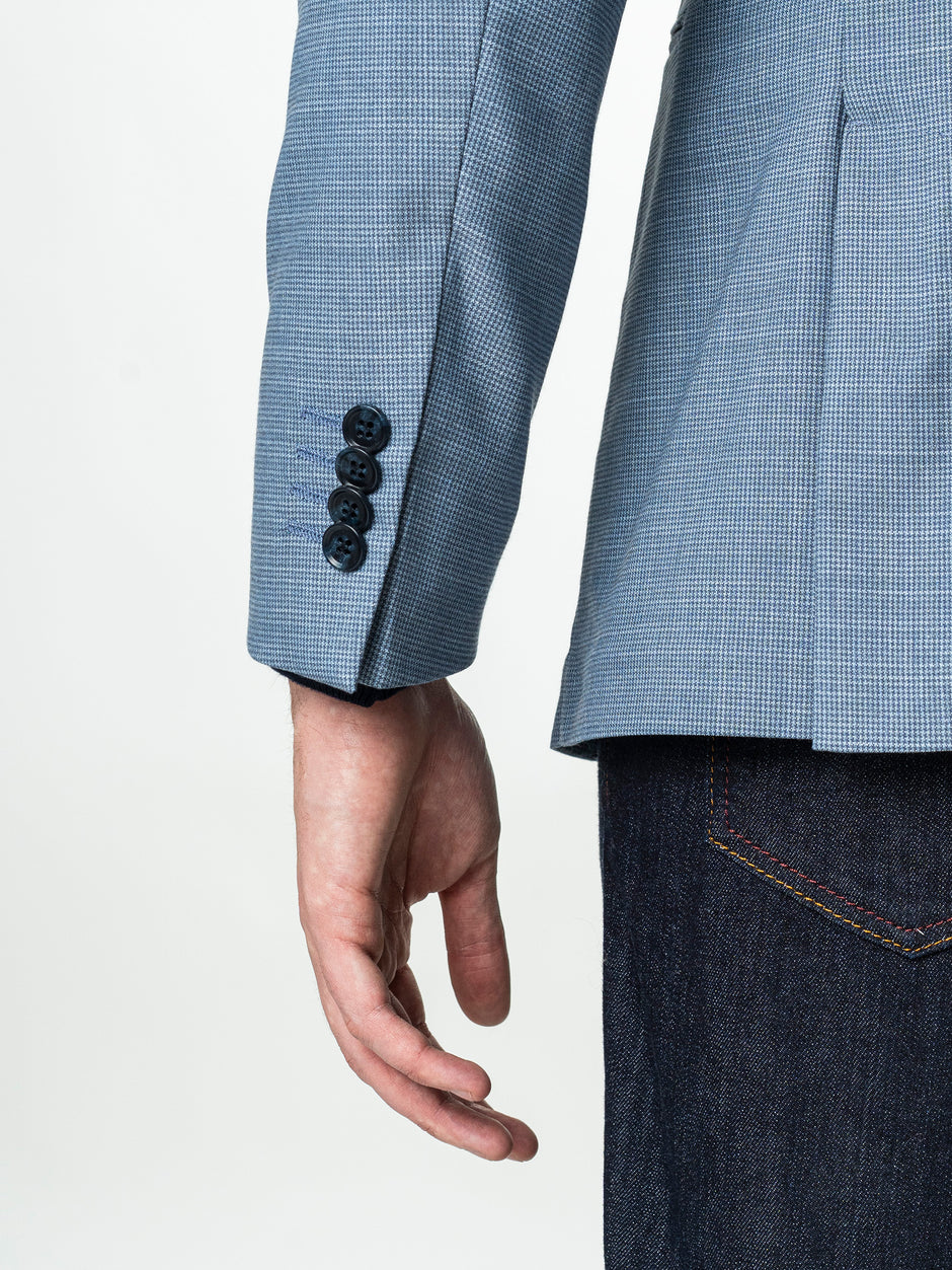 Sacou Albastru Deschis Barbati Din Lana Cu Bumbac Imprimeu Birdseye BMan0039 (6)