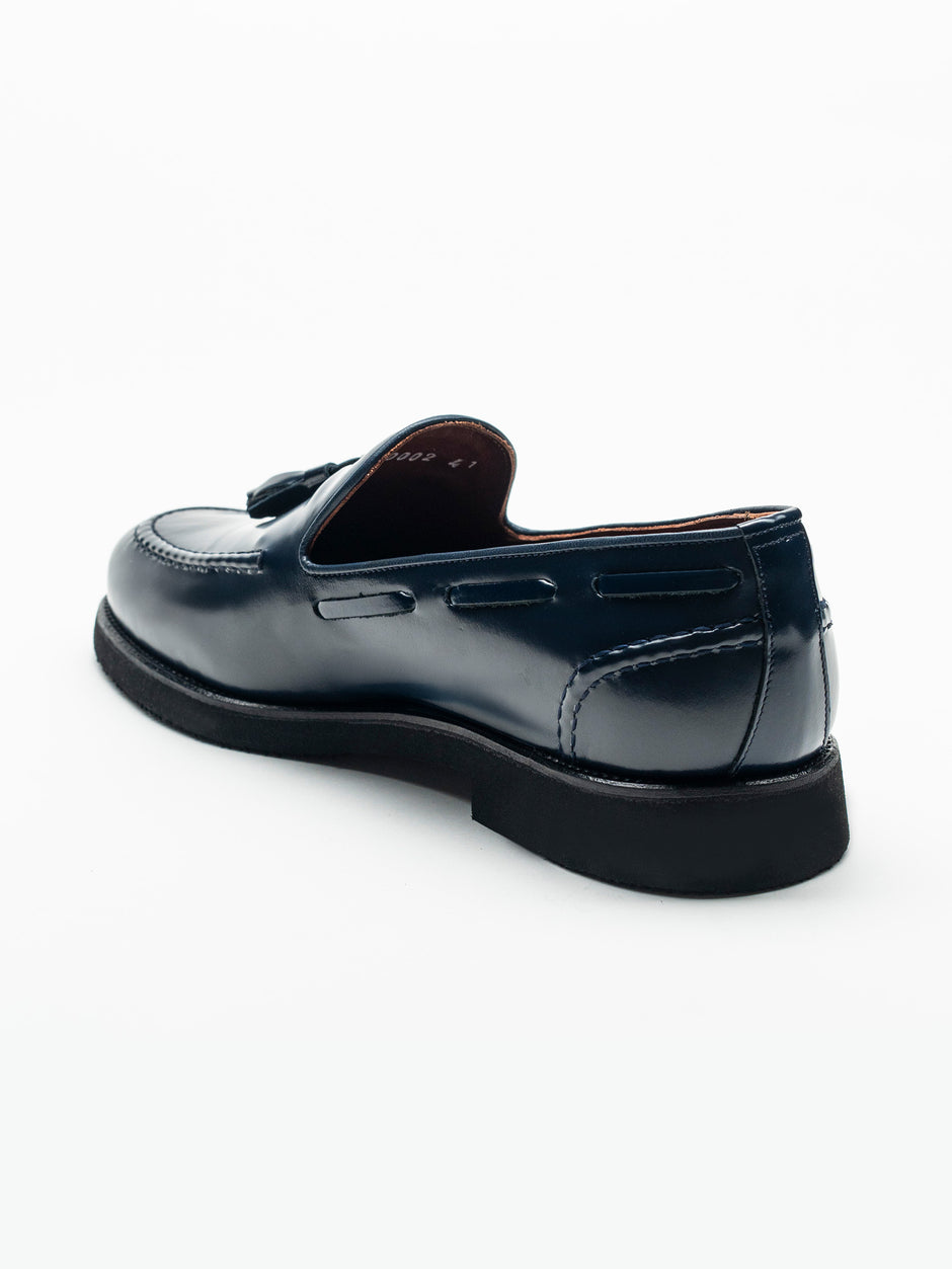 Mocasini Barbati Tassel Loafers Albastru Bleumarin Semilucios 100% Piele Naturala BMan215 (6)