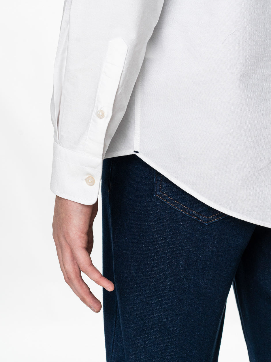 Camasa Alba Barbati Oversized Fit 100% Bumbac BMan0500 (9)