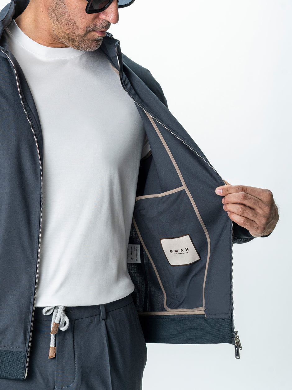 Tracksuit Premium Barbati Gri din Lana cu Gluga Ascunsa BMan0004 (11)