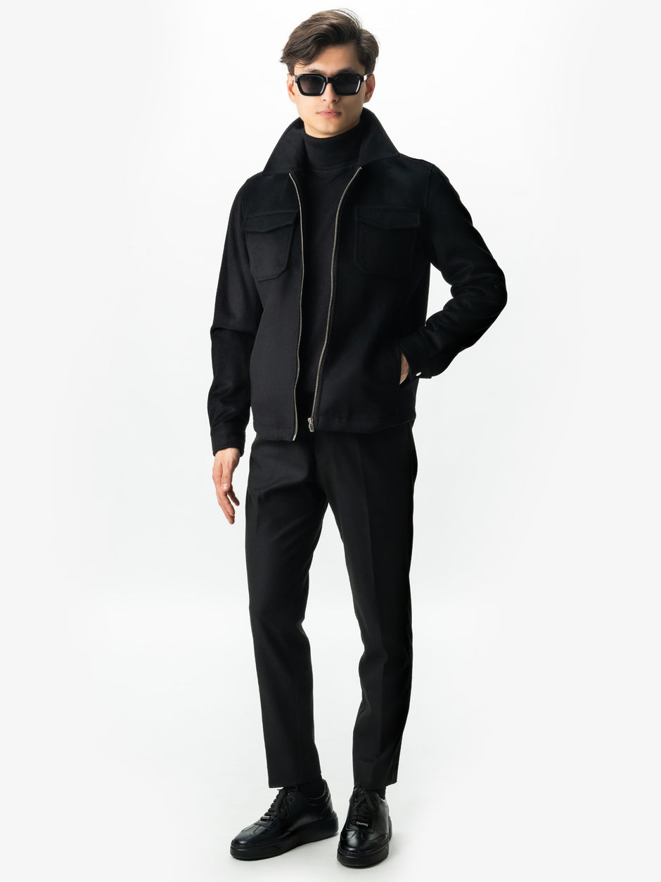 Pantaloni Casual Negri Barbati De Birou Din Lana Sandro Stretch BMan0001 (6)