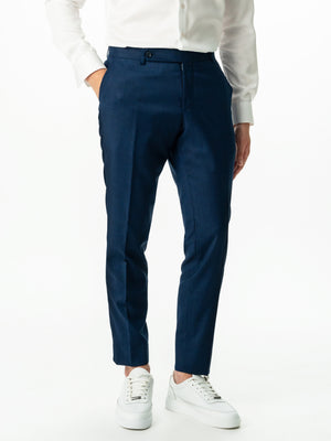 Pantaloni Eleganți Bărbați Albastru Indigo Din Stofa De Lana Confortabila BMan700