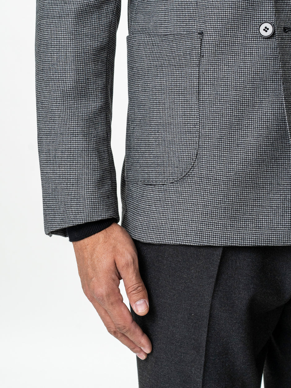 Sacou Negru Barbati Doua Randuri Lana Vitale Barberis Super 110'S Houndstood BMan0040 (8)