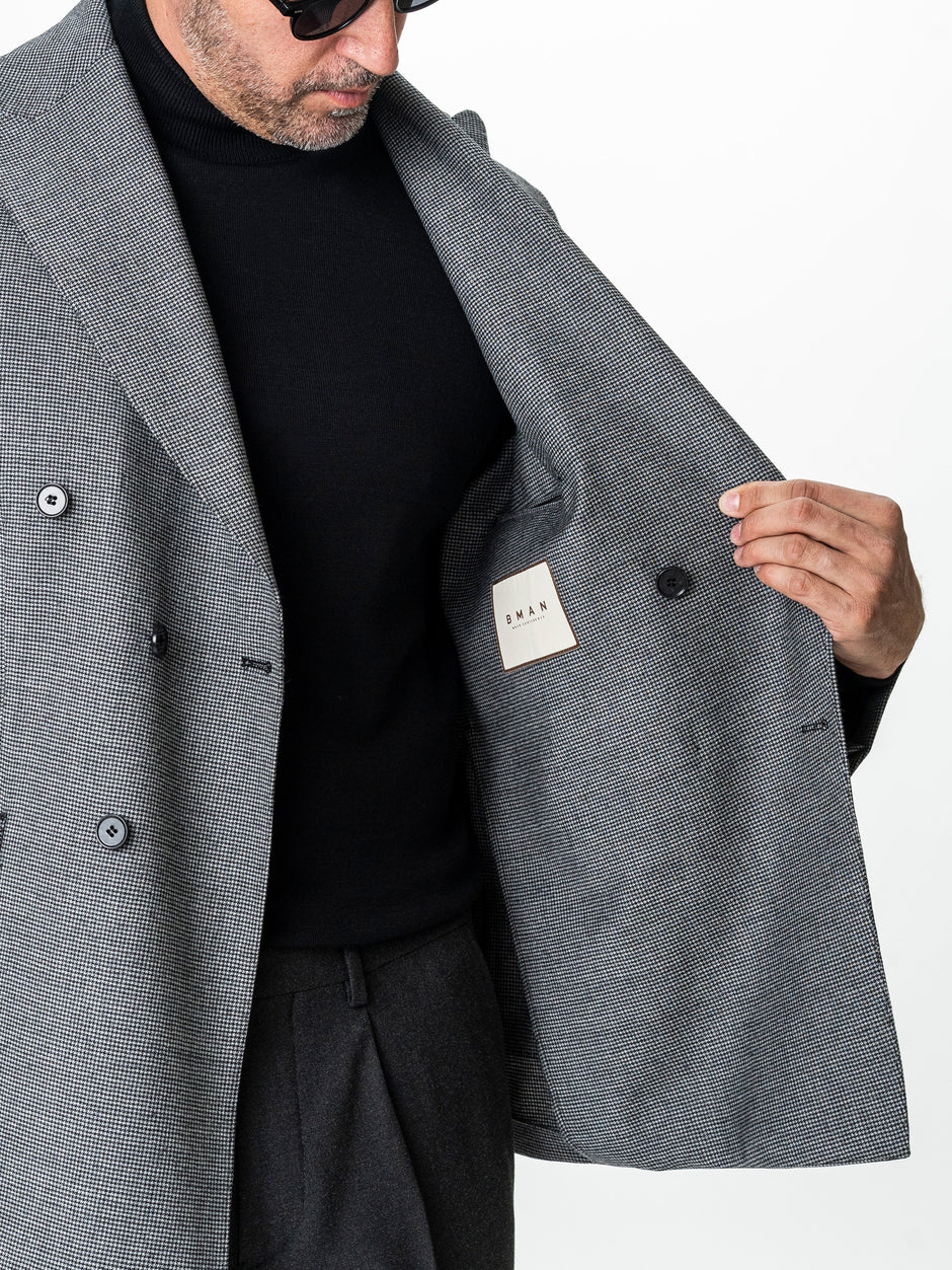 Sacou Negru Barbati Doua Randuri Lana Vitale Barberis Super 110'S Houndstood BMan0040 (9)