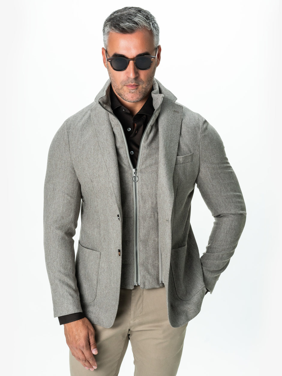 Sacou Grej Bărbați Cu Vesta Detasabila Lana Vitale Barberis BMan0011 (5)
