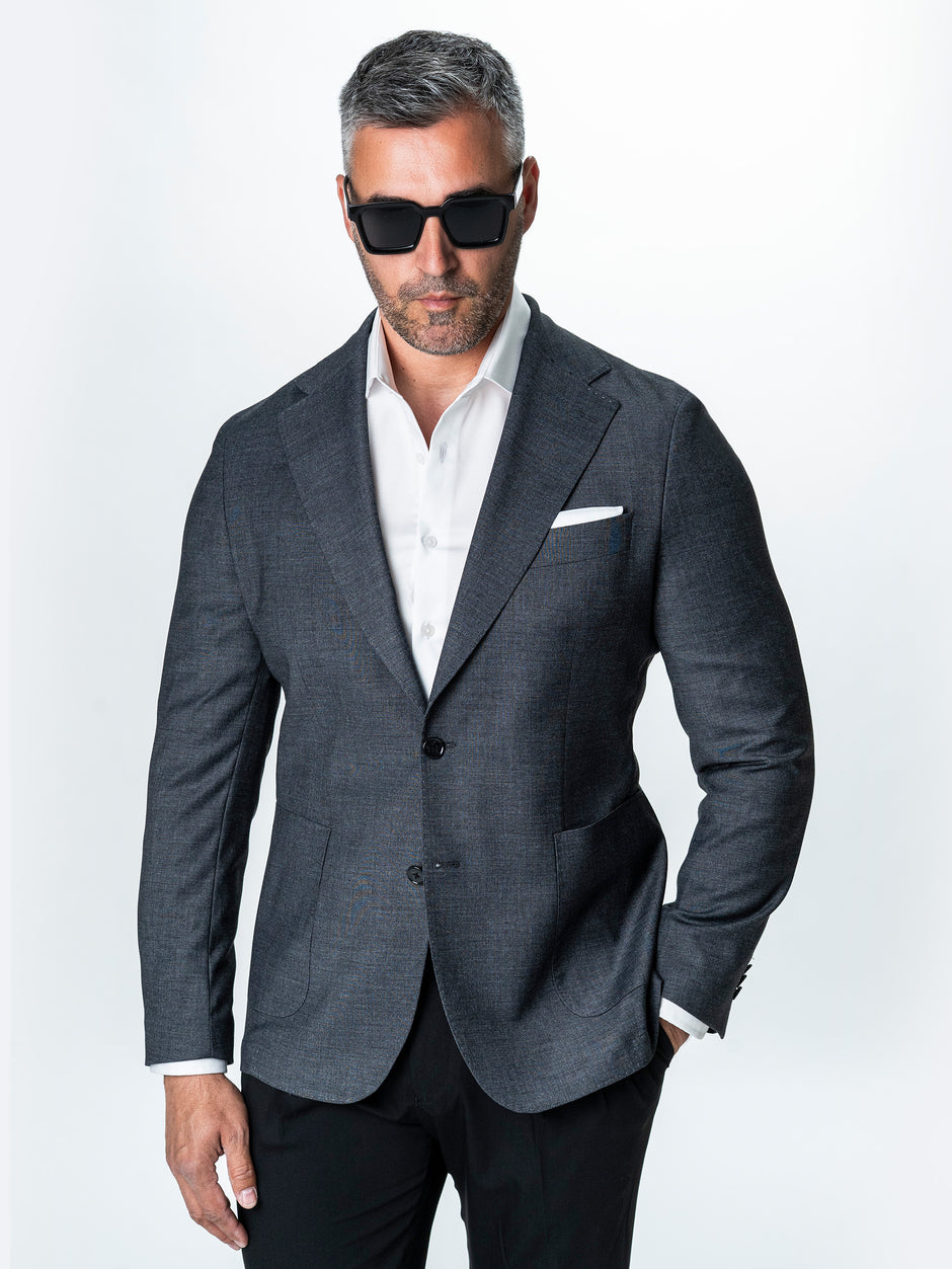 Sacou Business Casual Barbati Gri Inchis All Season Stofa Sarto BMan0033 (1)