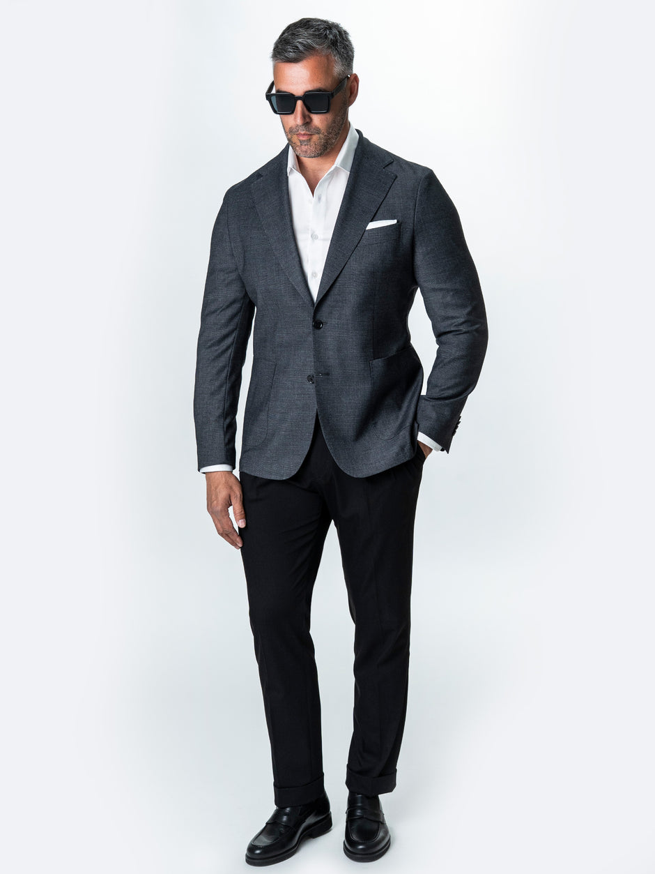 Sacou Business Casual Barbati Gri Inchis All Season Stofa Sarto BMan0033 (2)