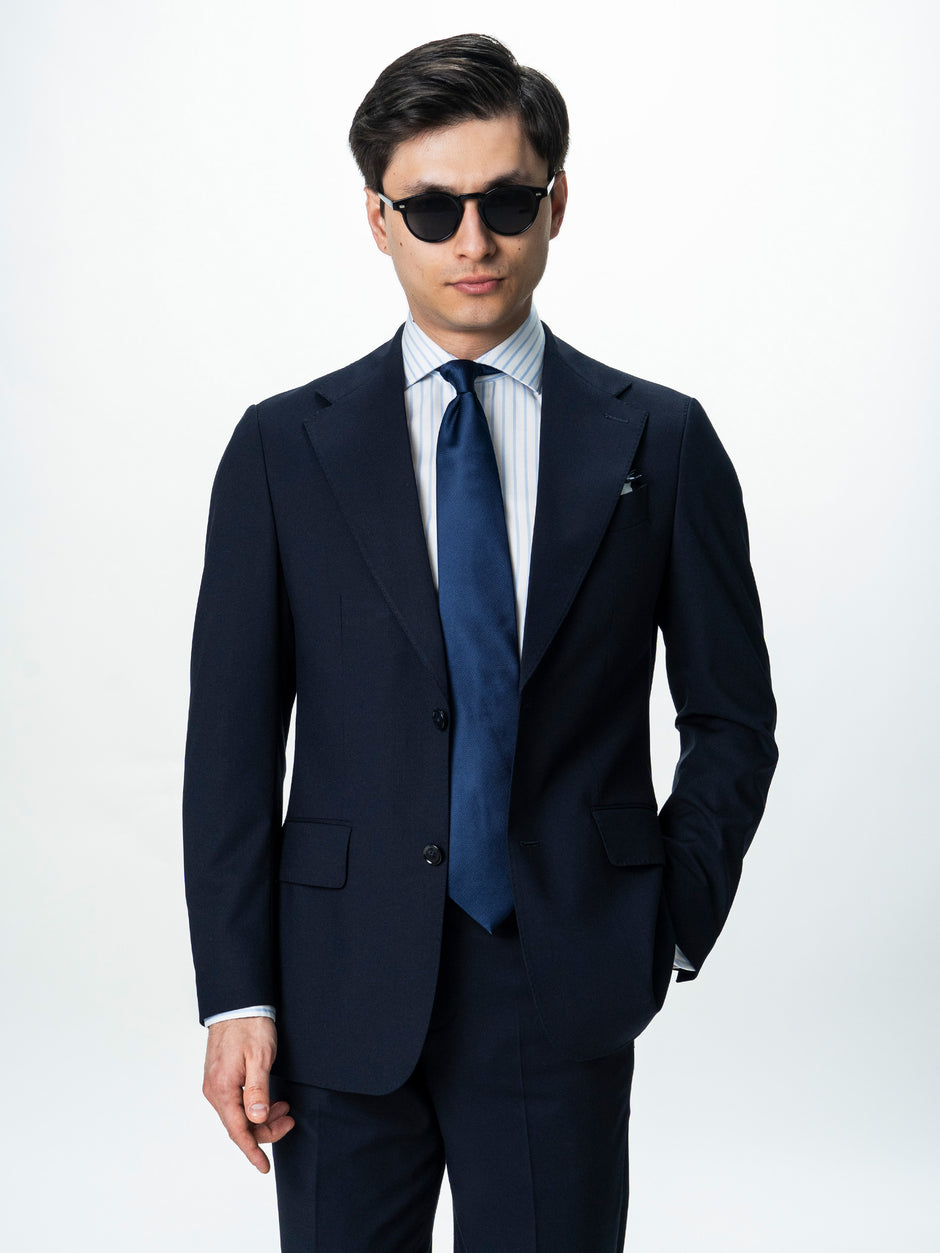 Costum Barbati Elegant Bleumarin Inchis Amestec Lana BMan0019 (1)
