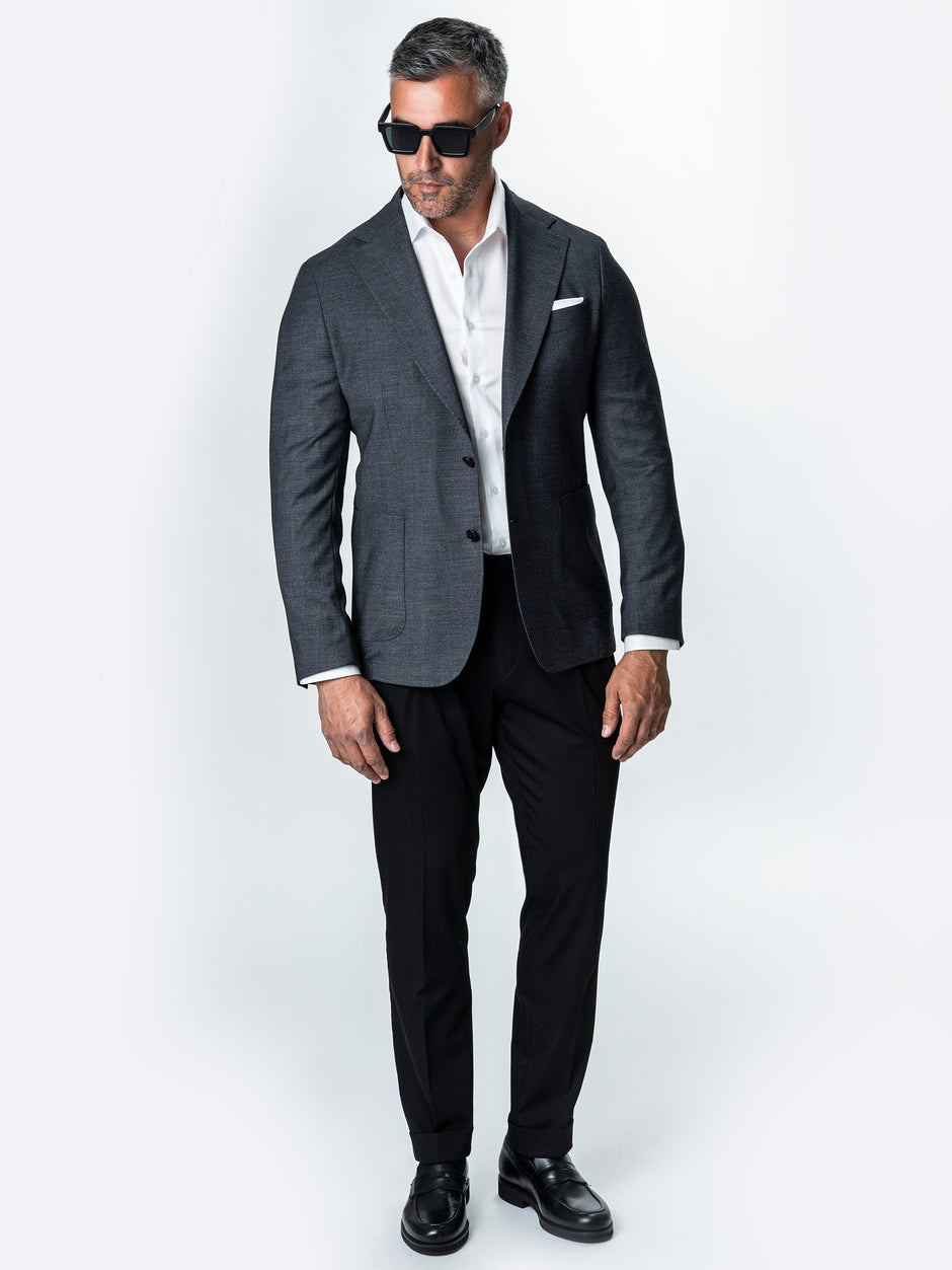 Sacou Business Casual Barbati Gri Inchis All Season Stofa Sarto BMan0033 (5)