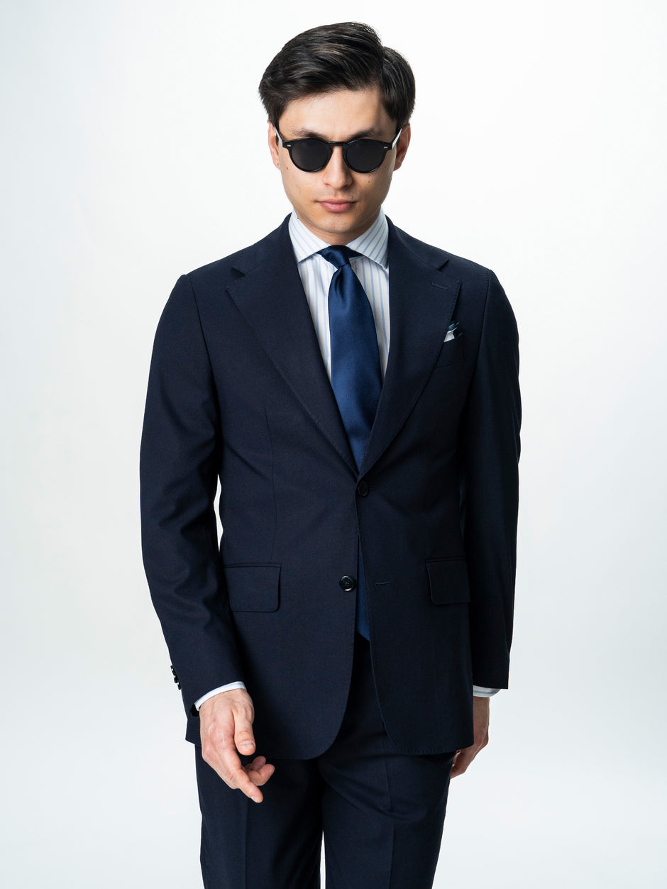 Costum Barbati Elegant Bleumarin Inchis Amestec Lana BMan0019 (5)