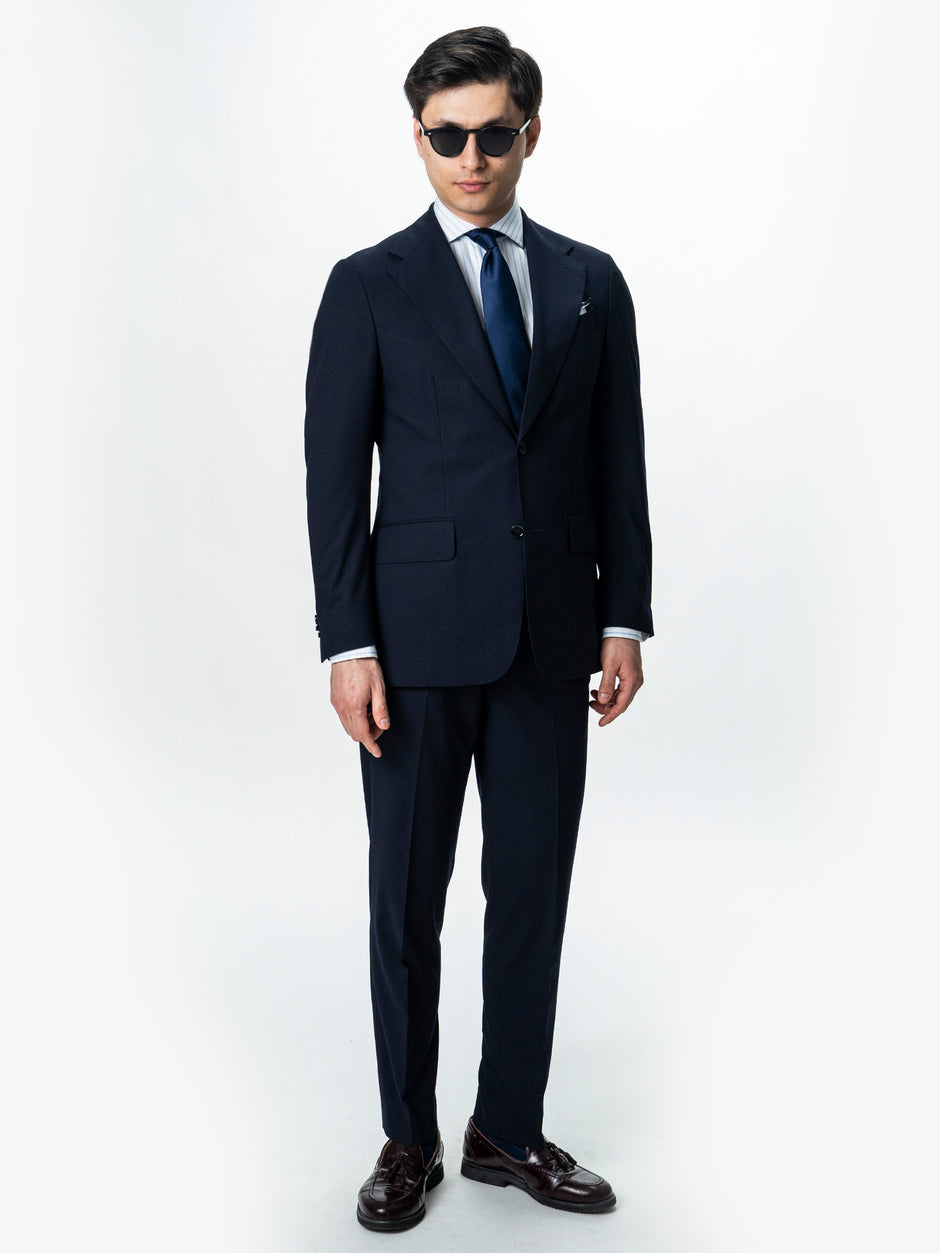 Costum Barbati Elegant Bleumarin Inchis Amestec Lana BMan0019 (4)