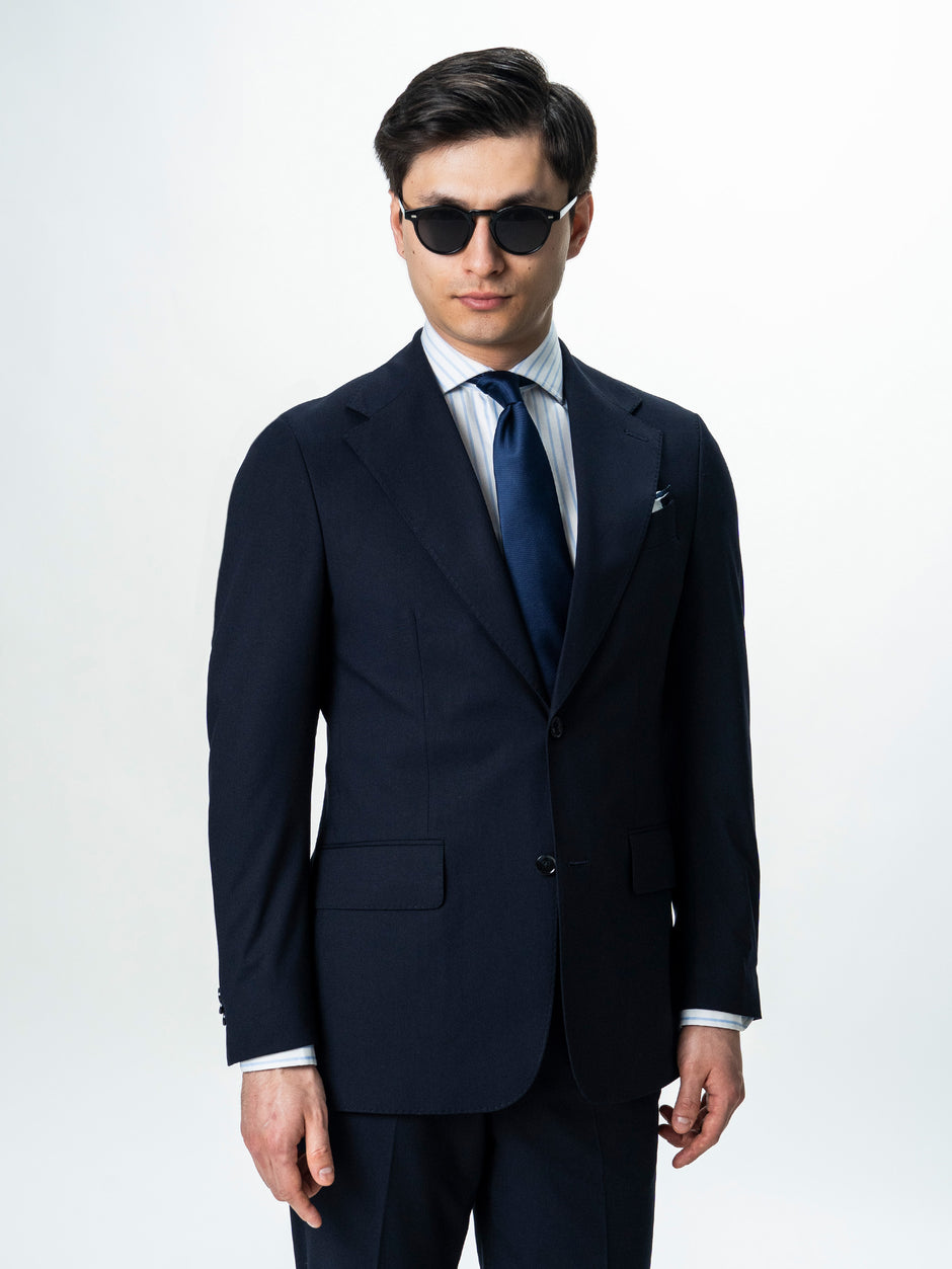 Costum Barbati Elegant Bleumarin Inchis Amestec Lana BMan0019 (8)
