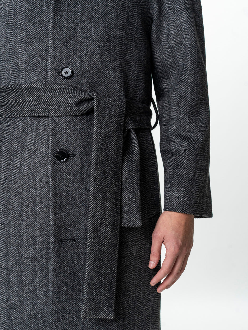 Palton Barbati Iarna Gri 100% Lana Houndstooth BMan0005 (6)