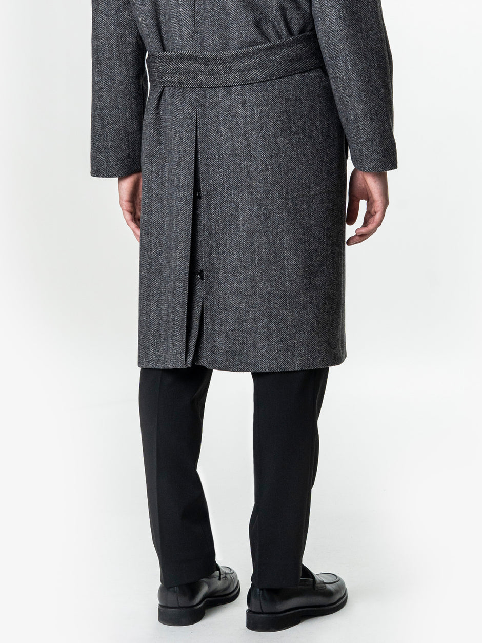 Palton Barbati Iarna Gri 100% Lana Houndstooth BMan0005 (9)