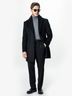 Palton Barbati Iarna Negru 100% Lana Cu Vesta Detasabila BMan0004