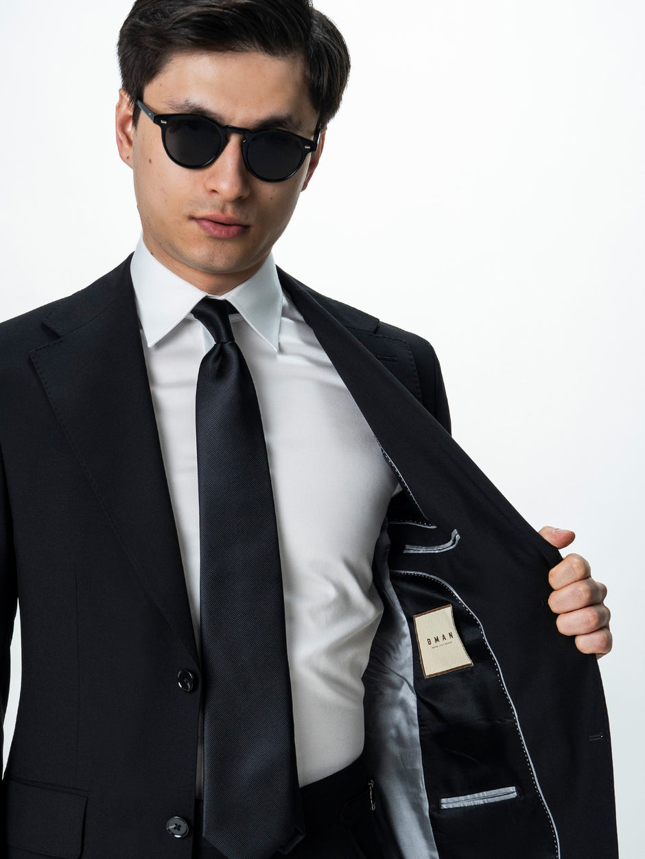 Costum Barbati Elegant Negru Amestec Lana BMan0019 (9)