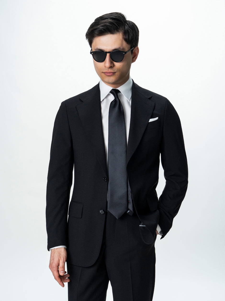 Costum Barbati Elegant Negru Amestec Lana BMan0019 (7)