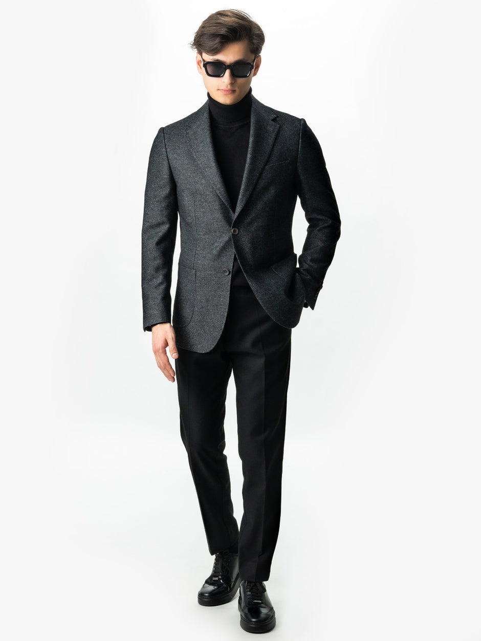 Pantaloni Casual Negri Barbati De Birou Din Lana Sandro Stretch BMan0001 (3)