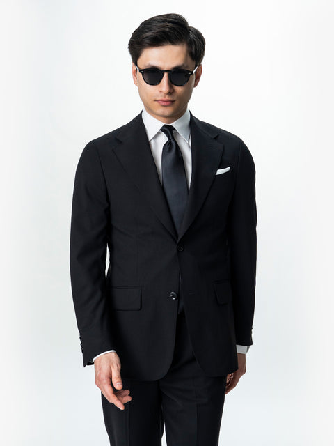 Costum Barbati Elegant Negru Amestec Lana BMan0019