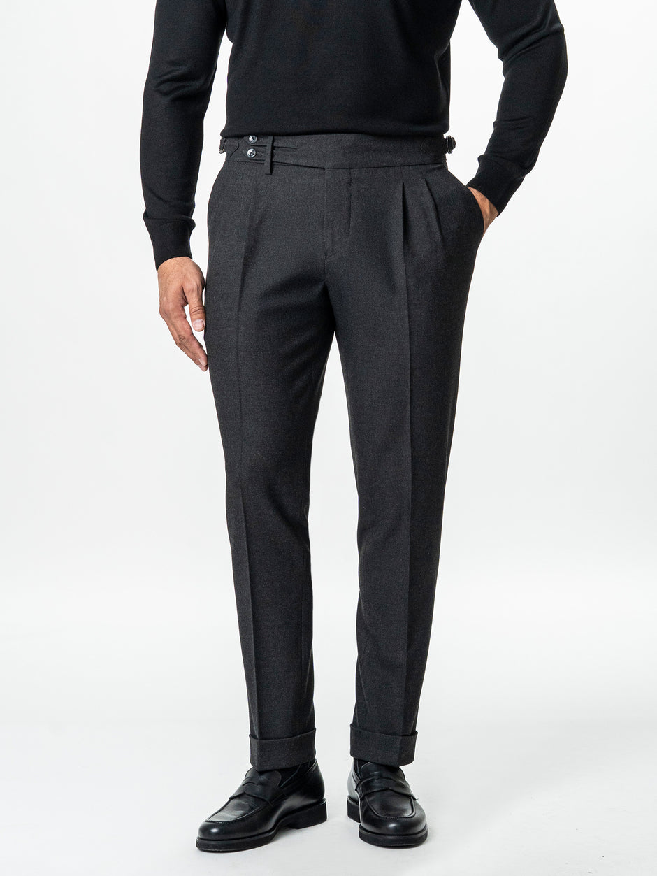 Pantaloni Cu Pense Barbati Gri Inchis Gurkha Toamna BMan702 (1)