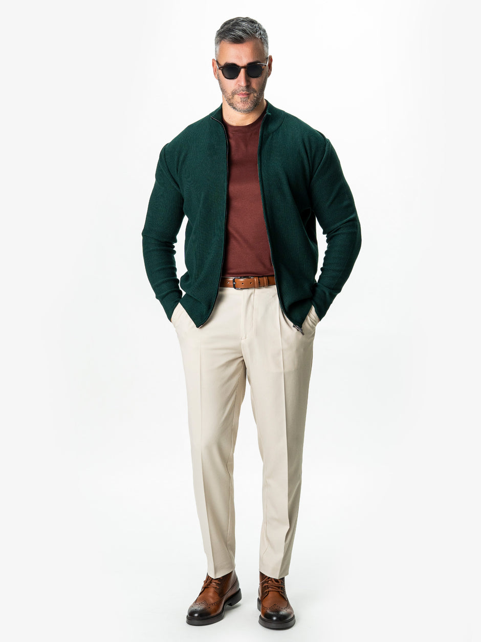 Pulover Barbati Verde Cu Fermoar 100% Bumbac BMan0029 (7)