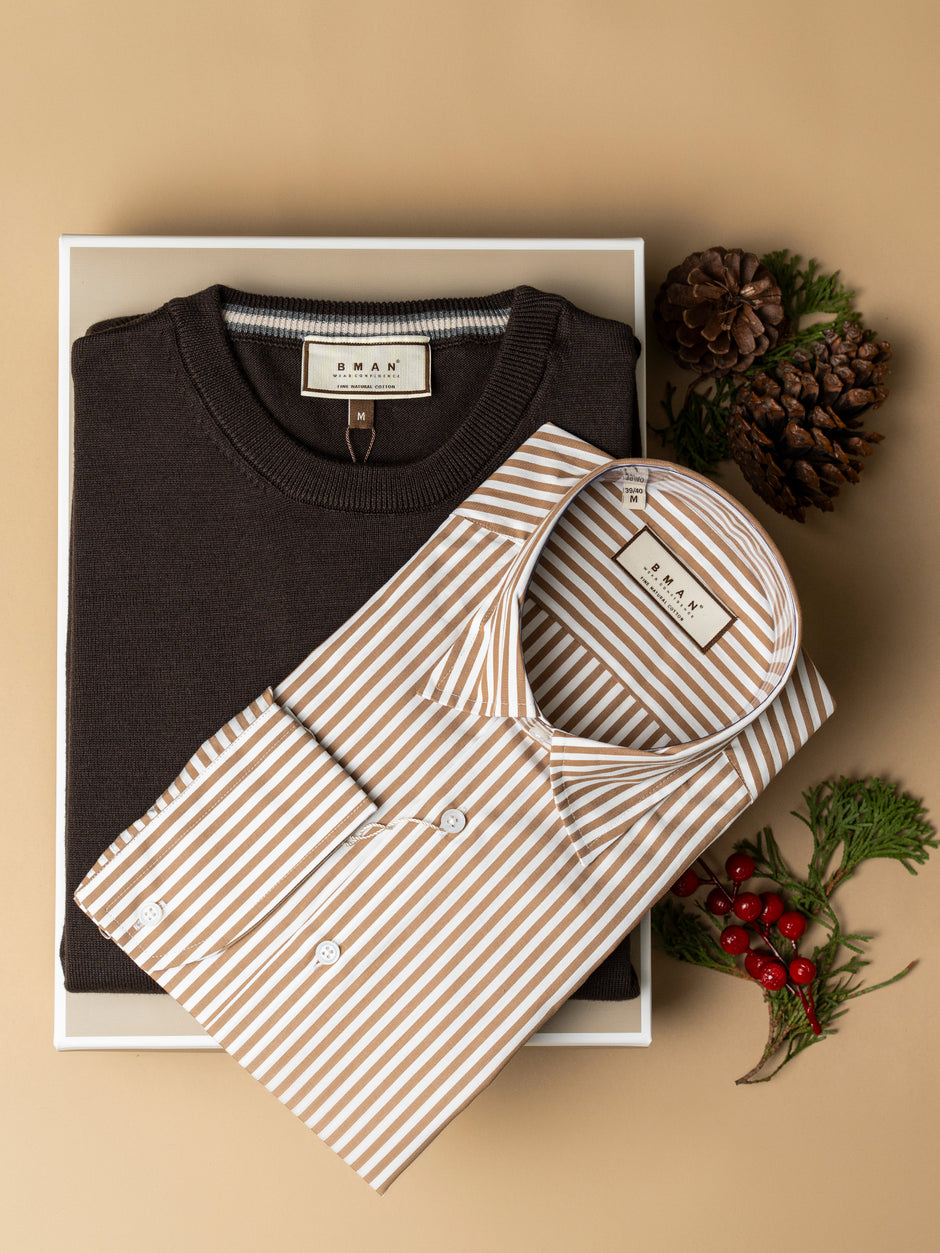 Pachet Cadou Barbati Camasa Bumbac Si Pulover Bman0073 (1)
