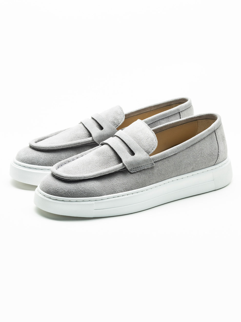 Mocasini Smart Casual Gri Deschis Barbati Piele Intoarsa Naturala BMan217 (3)
