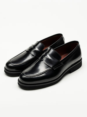 Mocasini Negru Semilucios Barbati Din Piele Naturala Formal Loafers Bman222