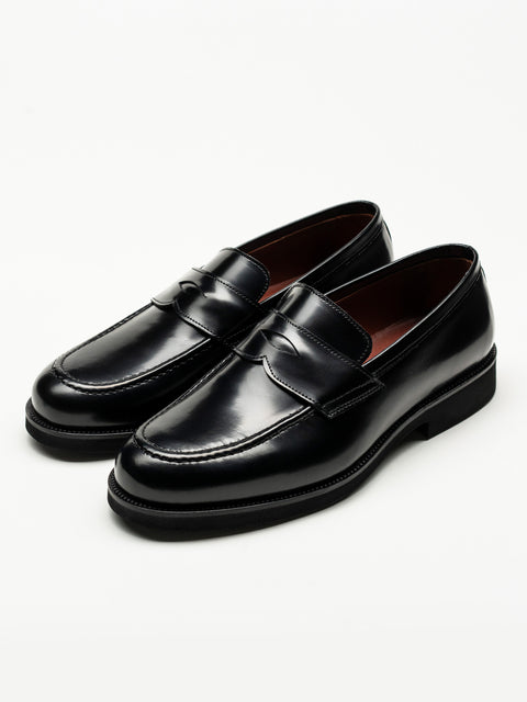 Mocasini Negru Semilucios Barbati Din Piele Naturala Formal Loafers Bman222